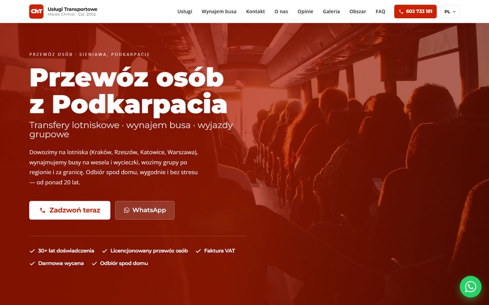 Strona firmy przewozowej Marek Chmiel Usługi Transportowe